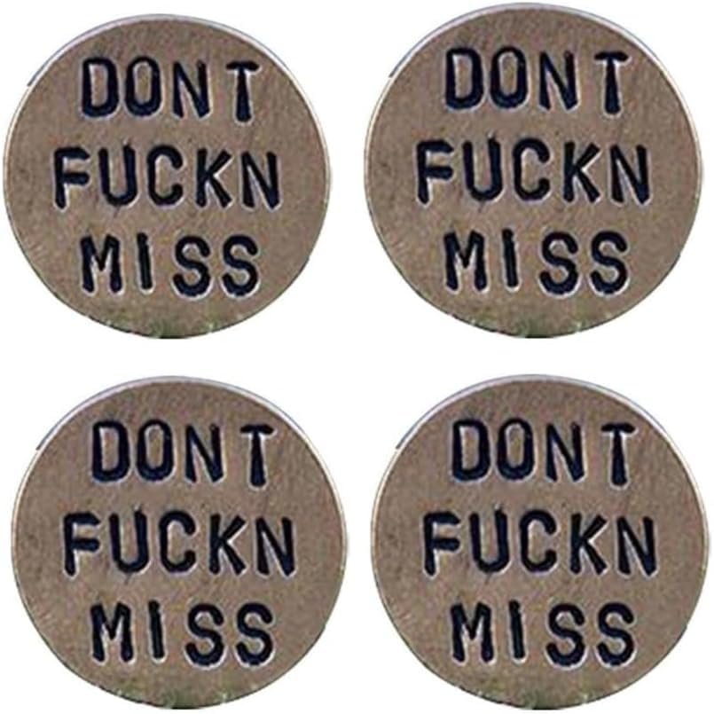 Elzhan 4-Piece Set Round Funny Golf Ball Marker for Men Adult Humor Novelty Golf Ball Markers with Funny Words Unique Golf Gag Gifts for Men or Women Golfers (Brown)