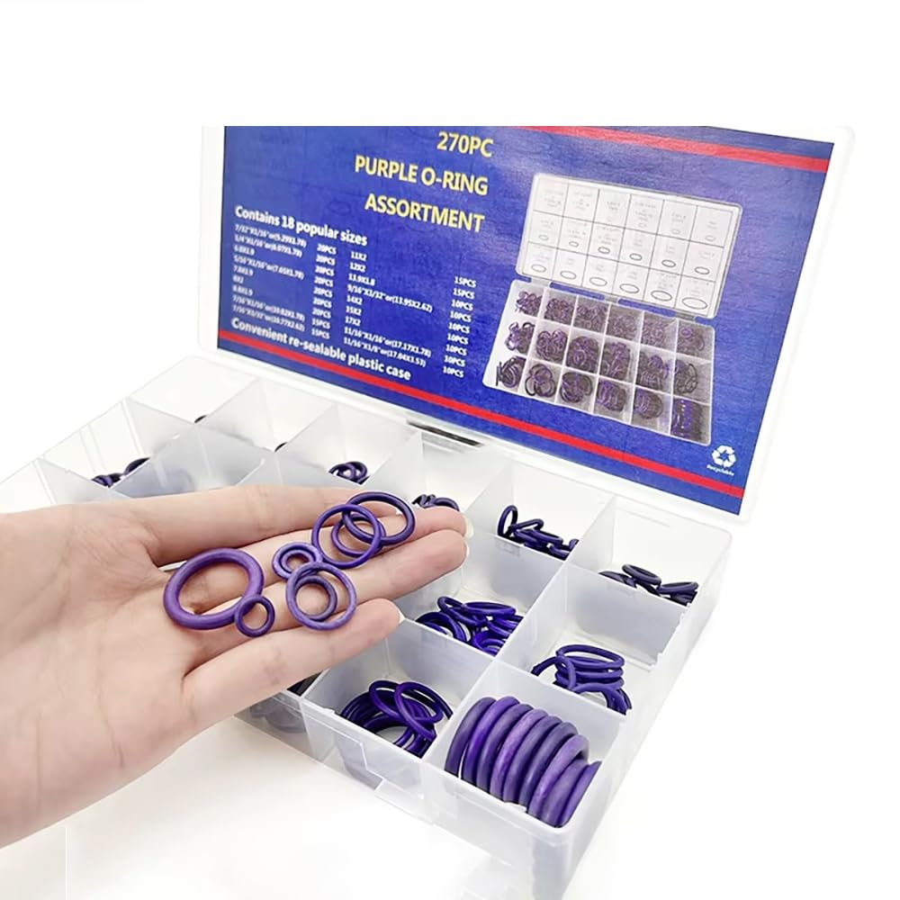 Assortiment De Joints Toriques NBR, 270 Pièces, Joint En Caoutchouc Violet, Taille 18, for Pompe À Valve, Cylindre, Étanchéité Mécanique