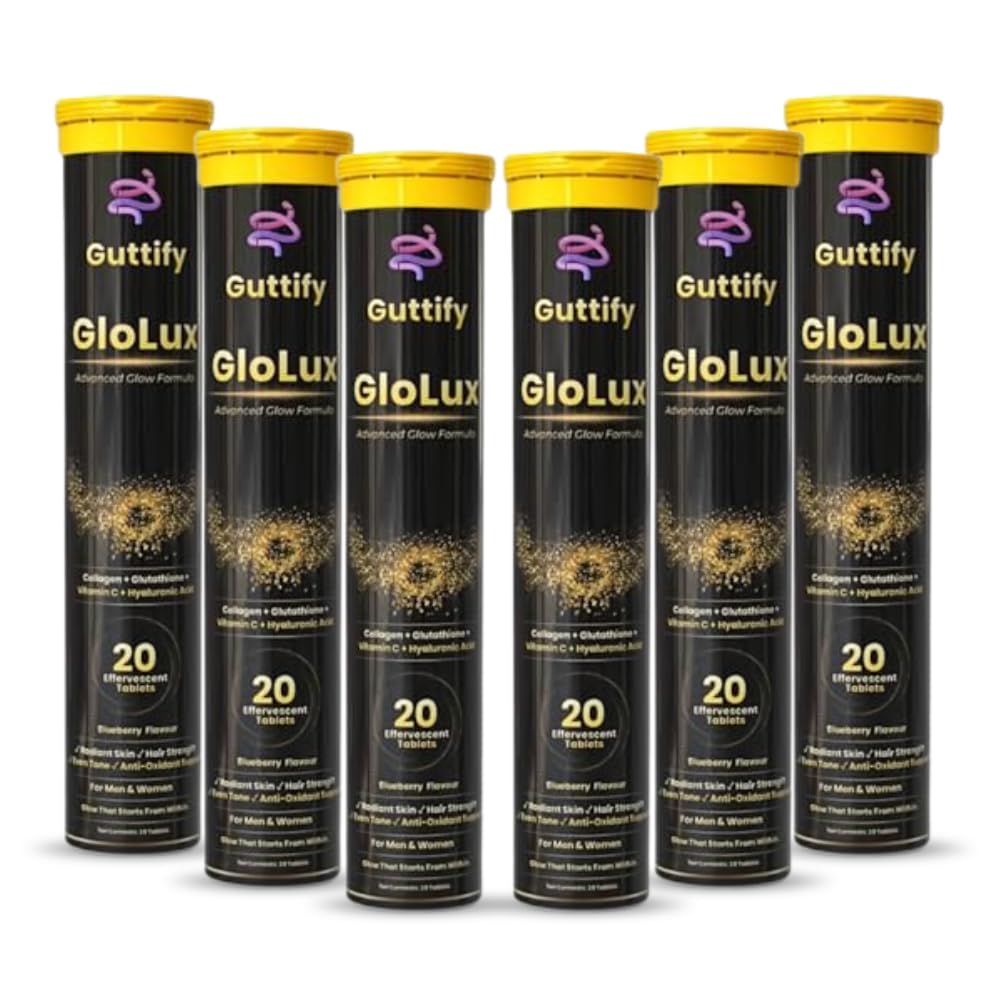 Guttify GloLux Blueberry Effervescent Tablets with Marine Collagen, L-Glutathione, Hyaluronic Acid and Vitamins for Skin G... - Review, Price and Buying Guide