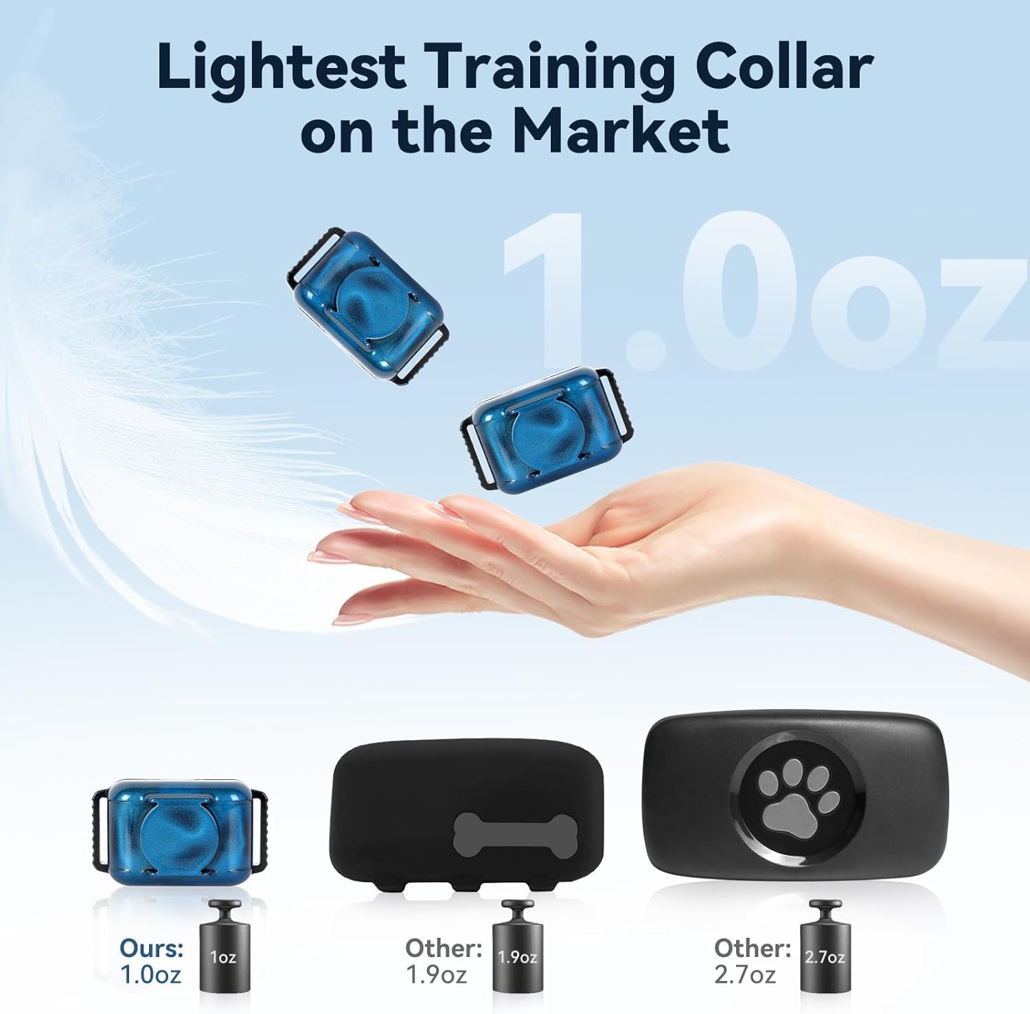 Dog Shock Collar 2 Dogs-2000ft Dog Training Collar with Remote，IPX7 Waterproof Electric Collar with 3 Training Modes,0-99Precise Adjustment，for Small, Medium and Large Dogs 5-120lbs，Blue&Grey