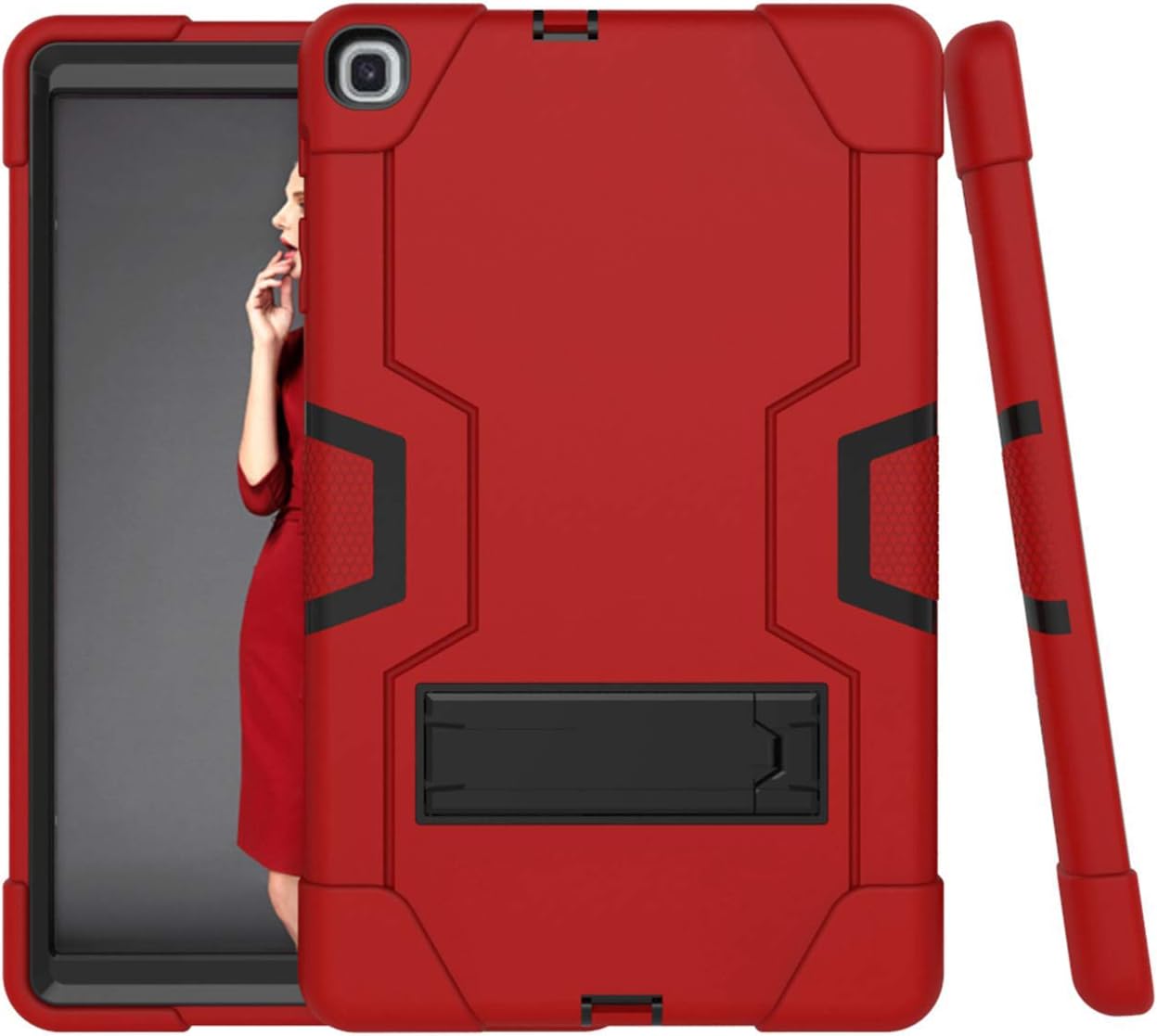 Cherrry Galaxy Tab A 10.1 2019 Case(SM-T510/T515),Slim Heavy Duty Shockproof Rugged Case High Impact Full Body Protective Case for Samsung Galaxy Tab A 10.1 Inch T510/T515 (Black/Red)