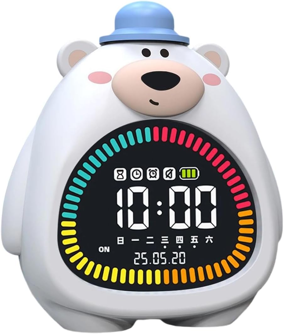 Multifunctional Bear Shape Alarm Clock Nightlight Timer Soft Glows Silicones PVC for Bedroom Home Nursery Timer Function Bedroom Clock