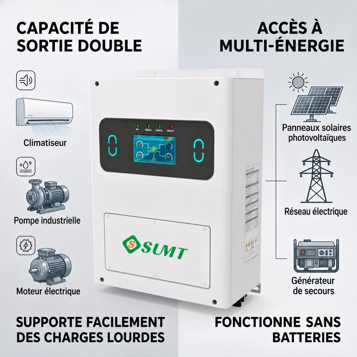 HC1 Inversor Híbrido Solar 6KW 48V Dual MPPT Red Y Fuera De La Red IP65 Onda Sinusoidal Pura Para Sistema De Almacenamiento De Energía Doméstica