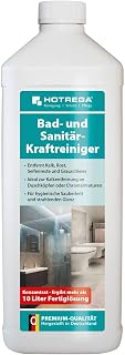 HOTREGA Badreiniger Konzentrat 1 L | Kalklöser & Sanitärreiniger | Schonend | Gegen Rost & Seifenreste | Schmutz-Blocker-Formel | Für Fliesen, Armaturen & Glas | Ergibt über 10 Liter Putzmittel