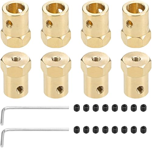 Miniatura 8 de uxcell Acoplador hexagonal de 0.236 in con eje hexagonal de latón con eje de latón conector flexible para ruedas de coche, neumáticos, motor de eje