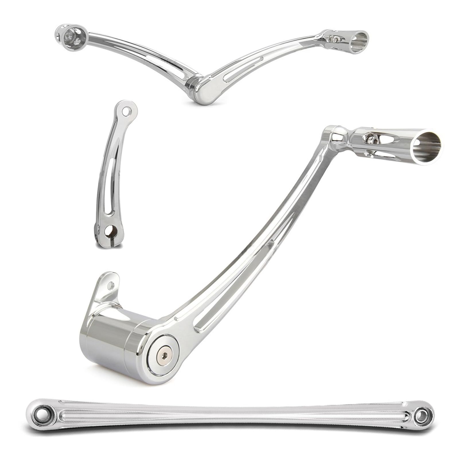 Fanscreate Chrome Brake arm levers Linkage rods for Harley softail Fat Boy FLSTF Heritage Deluxe Slim Breakout Heel Toe Shifter levers 2000-2017