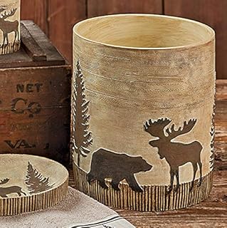 Black Forest Decor Woodland Moose & Bear Waste Basket