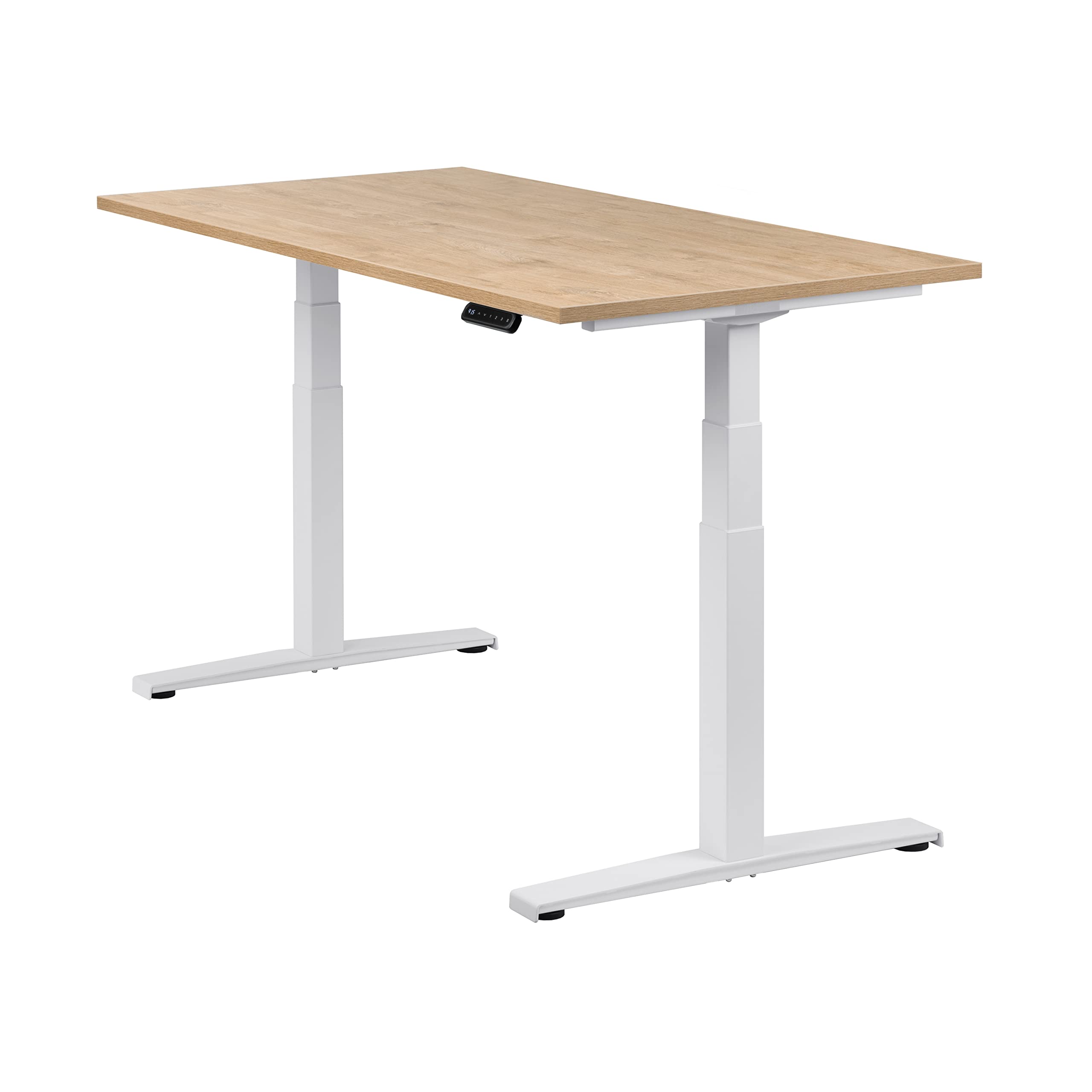 boho office® Basic Line Schreibitsch elektisch höhenverstellbar | Basic Line - Tischgestell Weiß, Tischplatte 160x80 Wildeiche - ultraschnelle 80 mm/Sek, Memoryfunktion, Kollisionsschutz