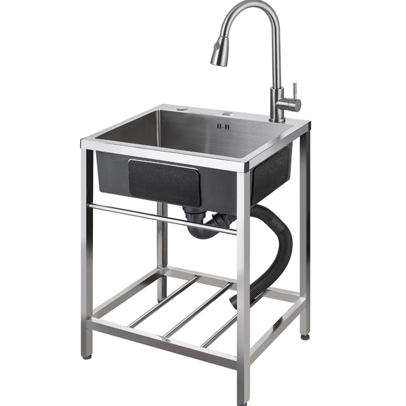 TAXXII Outdoor Sink,Freestanding Stainless Steel Sink, Multifunctional Catering Commercial Sink,Single Bowl Camping Sink(65x45x75cm)