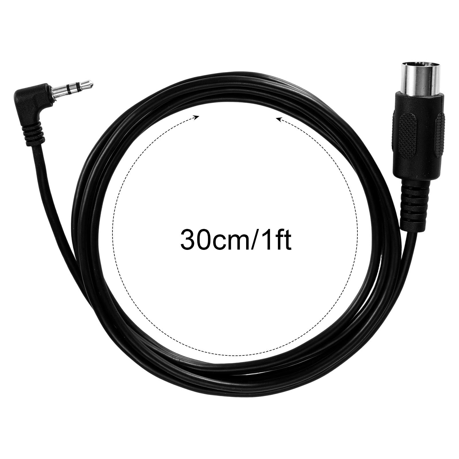 2szt Kabla MIDI Typu A z Wtykiem TRS 3,5mm i 5-Pinowym Męskim DIN, 30cm Długości Kabel TRS Wielokierunkowy z 5-Pinowym Wtykiem MIDI do Klawiatur Syntezatorów i Systemów DAW (Czarny)