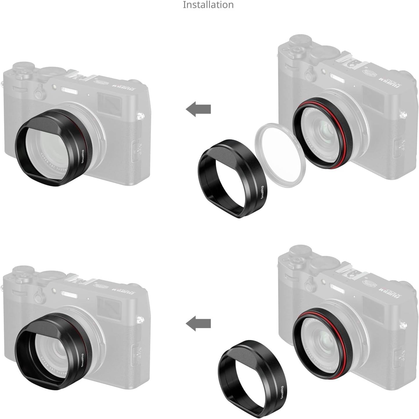 SmallRig X100VI Lens Hood Sun Shade, Shading Hood for FUJIFILM X100VI / X100V, Lens Hood Sun Shade,Aluminum Alloy, Anti-Scratch Protective Cover, Compatible with Filters,Anti-Glare, Black- 5848