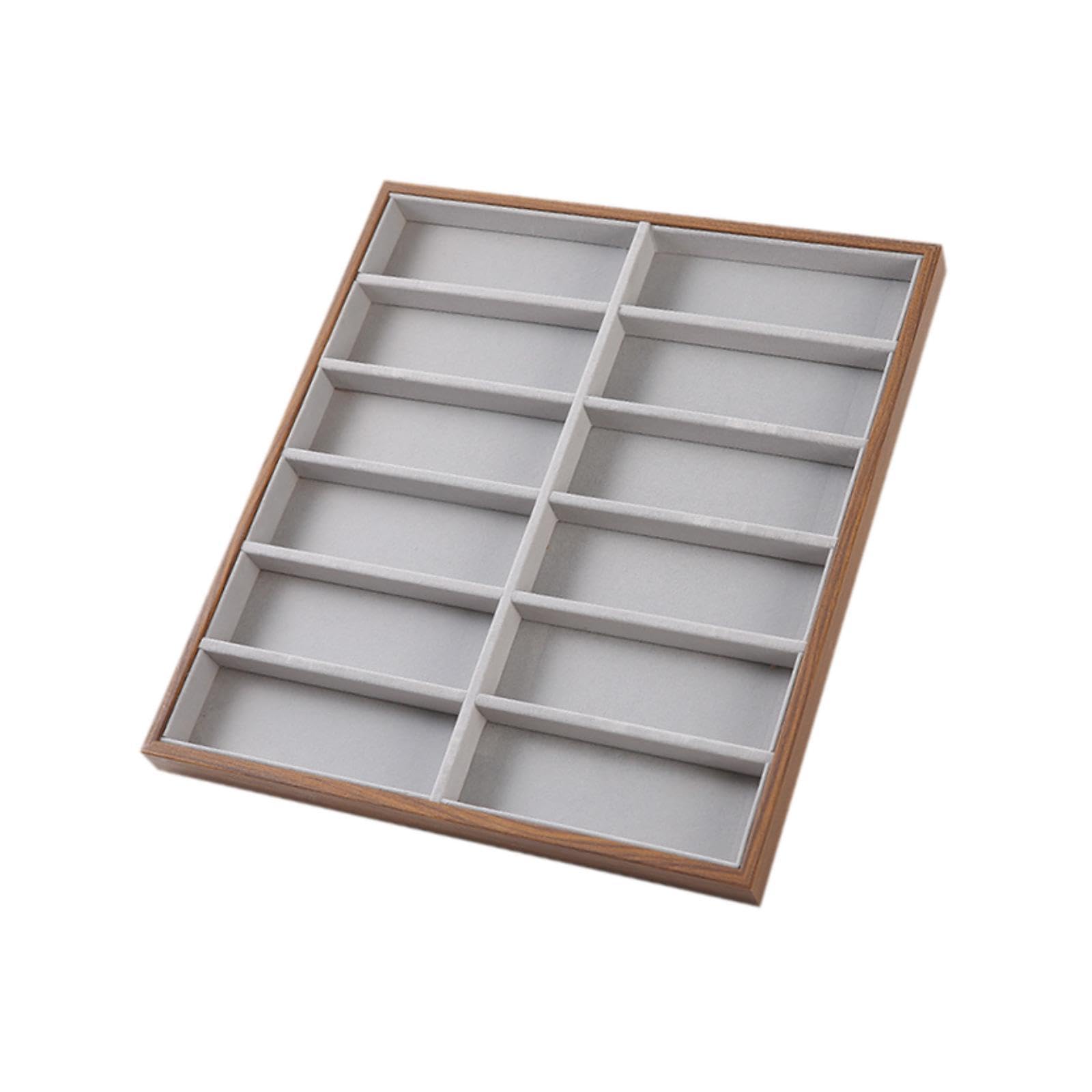 perfk Bandeja expositora para gafas, organizador de gafas multiusos para hombres y mujeres, soporte para gafas y organizador de joyas para mesa del, 12 Cuadrículas de 36x40x3 Cm