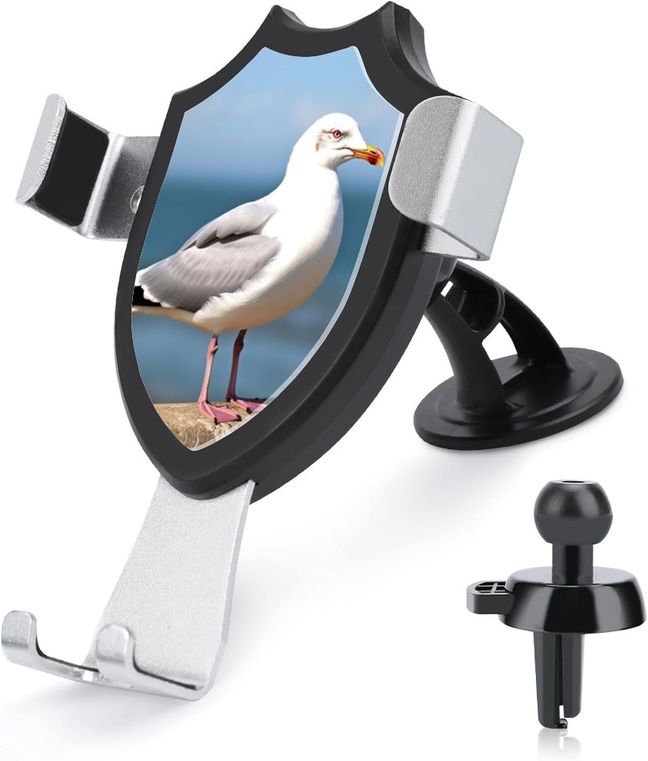 Shockproof Car Phone Holder Suction Cup & Metal Hook Universal Accessories Cute Seagull Cell Phone Car Mount for Dashboard Windshield Air Vent Hands Free Cradle Stand for Smartphones