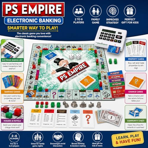Image of Ultimate Banking Board Game - Electronic Banking Edition with Card Swiping Machine - Family Strategy Trading Game - Cashless Property Game for Kids & Adults - 2-4 Players