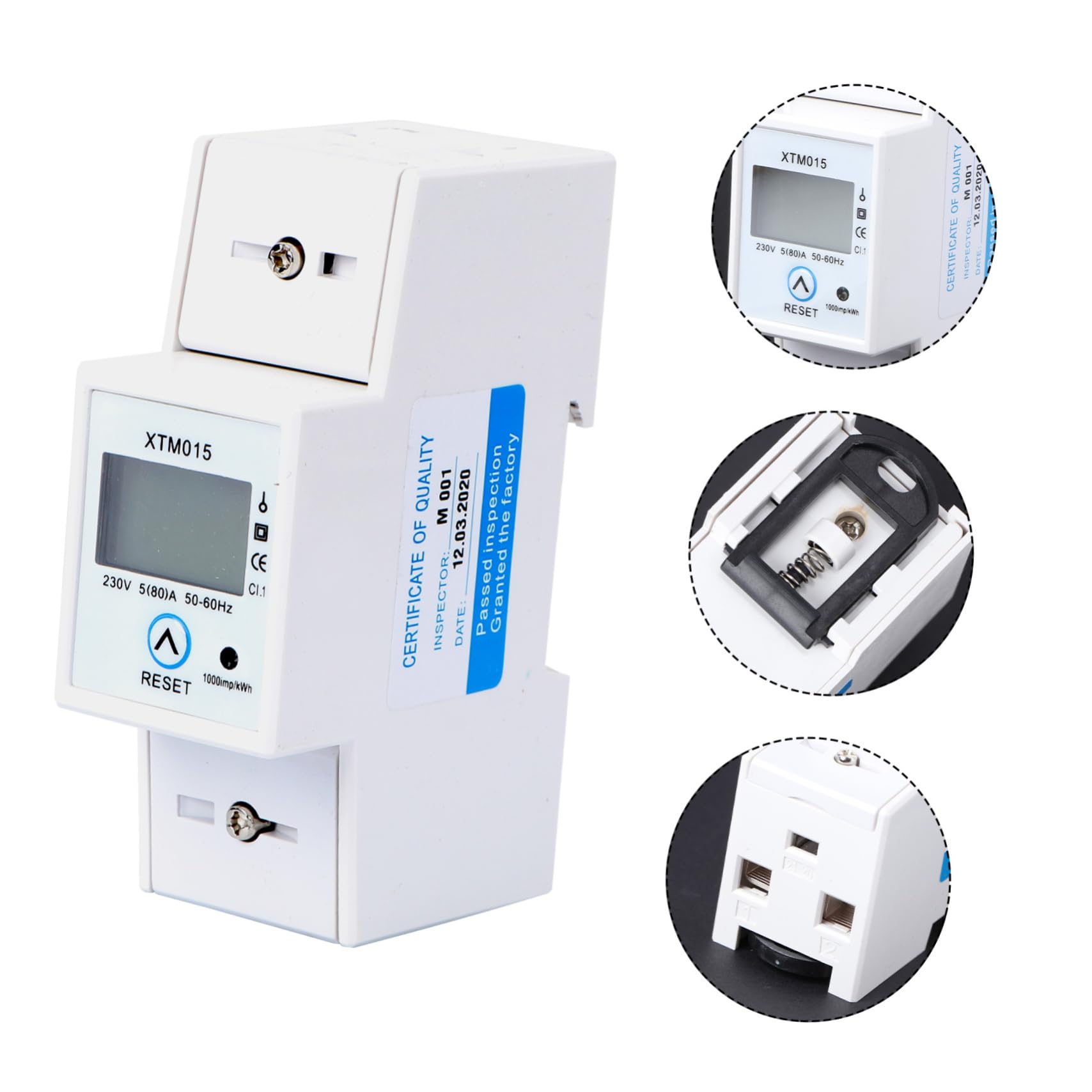 Contatore Elettrico Monofase 220/5a Display Lcd, Plastico Bianco | Misuratore Consumi Elettrici Monofase, Installazione Fissa Indoor, Capacità 80a, Standard Gb/t17215. 321-2008