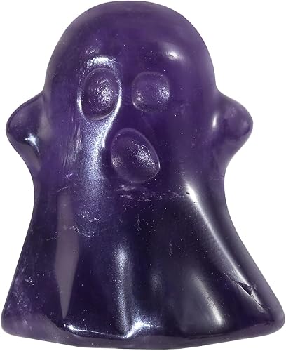 Miniatura 3 de SUNYIK 2 mini estatuas de fantasma de cristal, talladas a mano, decoración de bruja para fiesta de Halloween, hogar, oficina, mesa, amatista