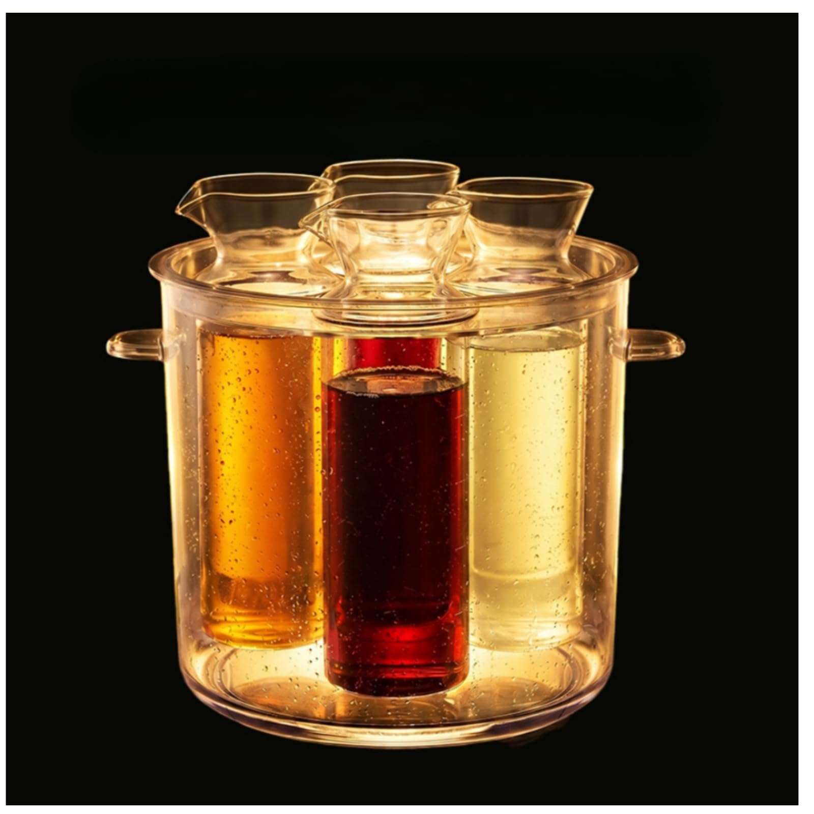 4 Stück durchsichtiger Eiskübel mit Ausgießgefäßen leicht zu reinigen Eiskübel mit Griffen sturdy Eisbehälter für Empfänge, 200ML