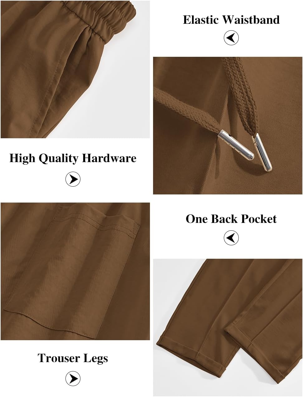 Mens Casual Chino Pants Elastic Waist Lightweight Trousers Classic-Fit Pants with Pockets Dark Khaki - Image 6