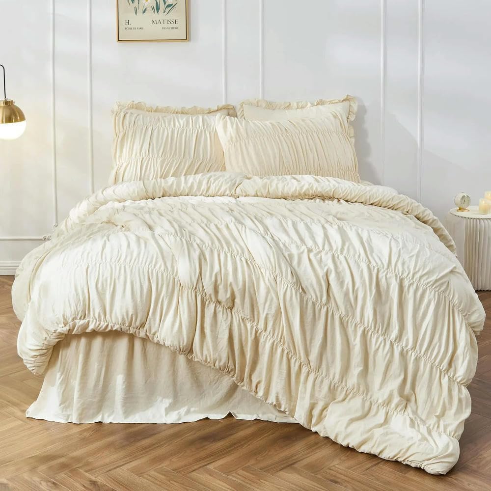 LIUXIN Flauschiges Bettbezug-Set im Bohemian-Stil, knitterfrei, für alle Jahreszeiten, mit Bettbezug und Kissenbezug, Doppelbett, Queensize-Bettbezug-Set