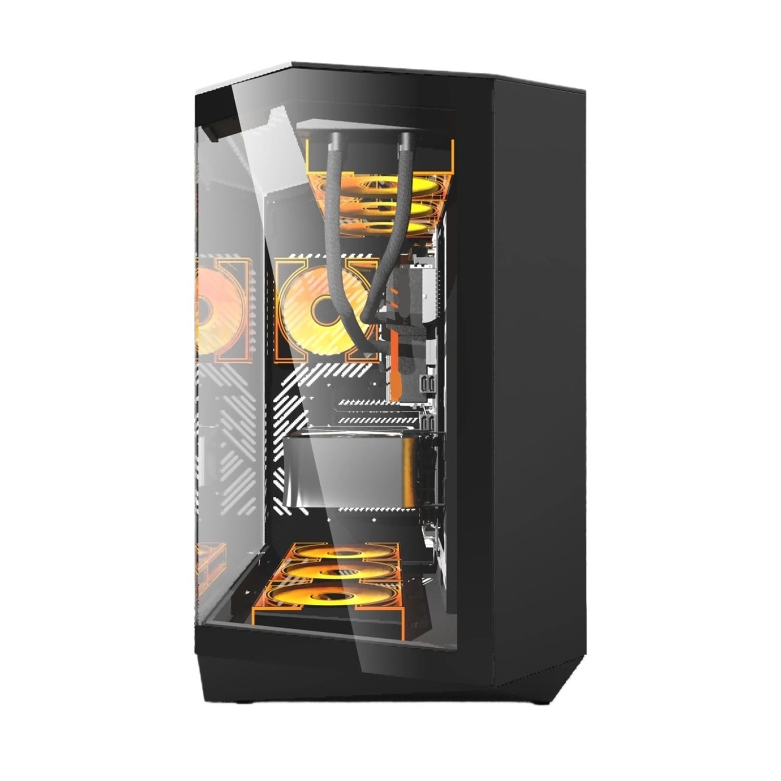 DY470 PC obudowa ATX gamingowy komputer stacjonarny z 4 wentylatorami ARGB Sp Dual 360 chłodzenie wodą szkło hartowane PC szafka dla graczy
