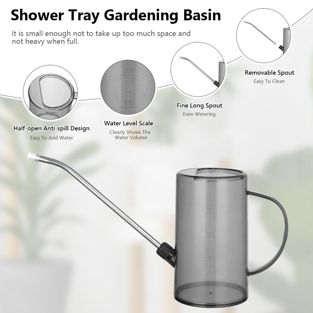 OFFCUP Regadera, 35oz 1L Regadera Pequeña, Regadera de Plástico para Jardín, Regadera con Caño Largo y Cómodo Mango de Madera, Regadera para Plantas, para Vivienda Exteriores Interior (Verde)