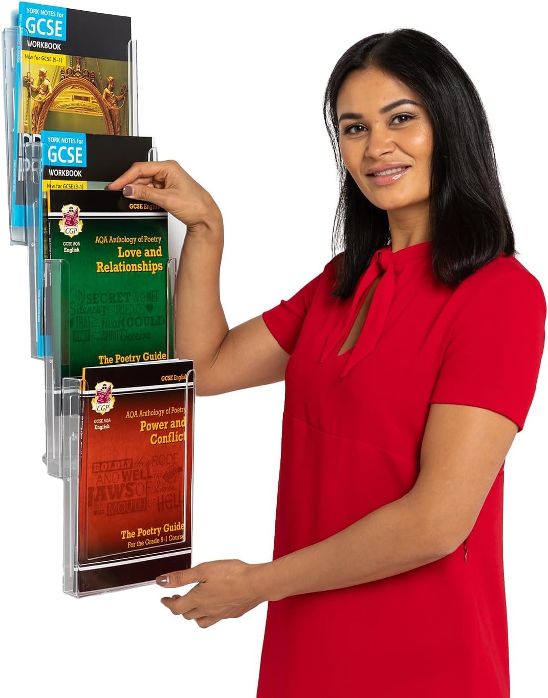 Metroplan Leaflet Holder | Wall Mounted Brochure Display & Dispenser | Expanda-Stand System | 4 x A4 Pockets | Ideal for Reception, Public Spaces, Information Points, Schools (Blue)