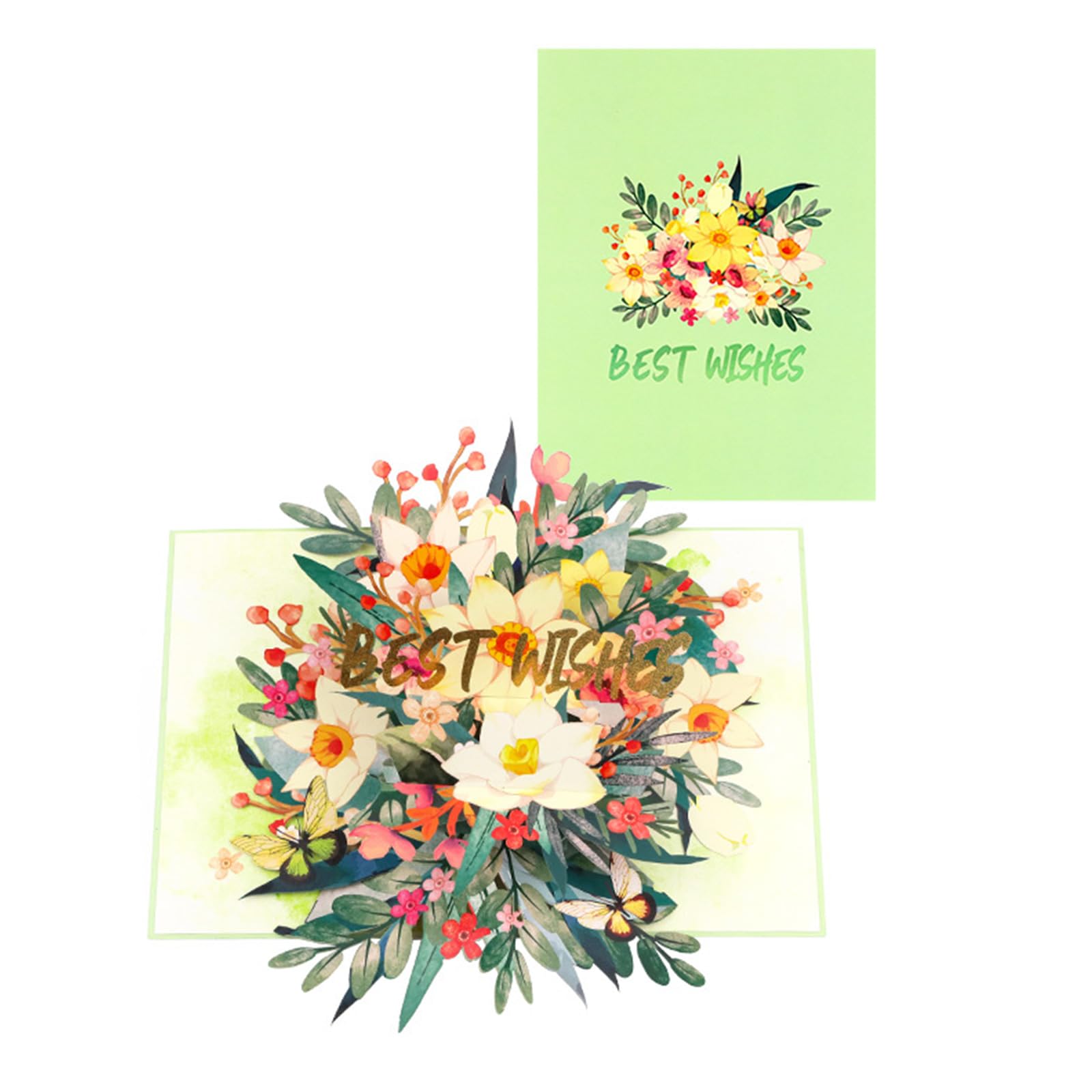 Elnwnnkc 3D Popup Colorful Flower Celebration Card Foldable Paper Card with Envelope Florals Greeting for Mother Congratulation