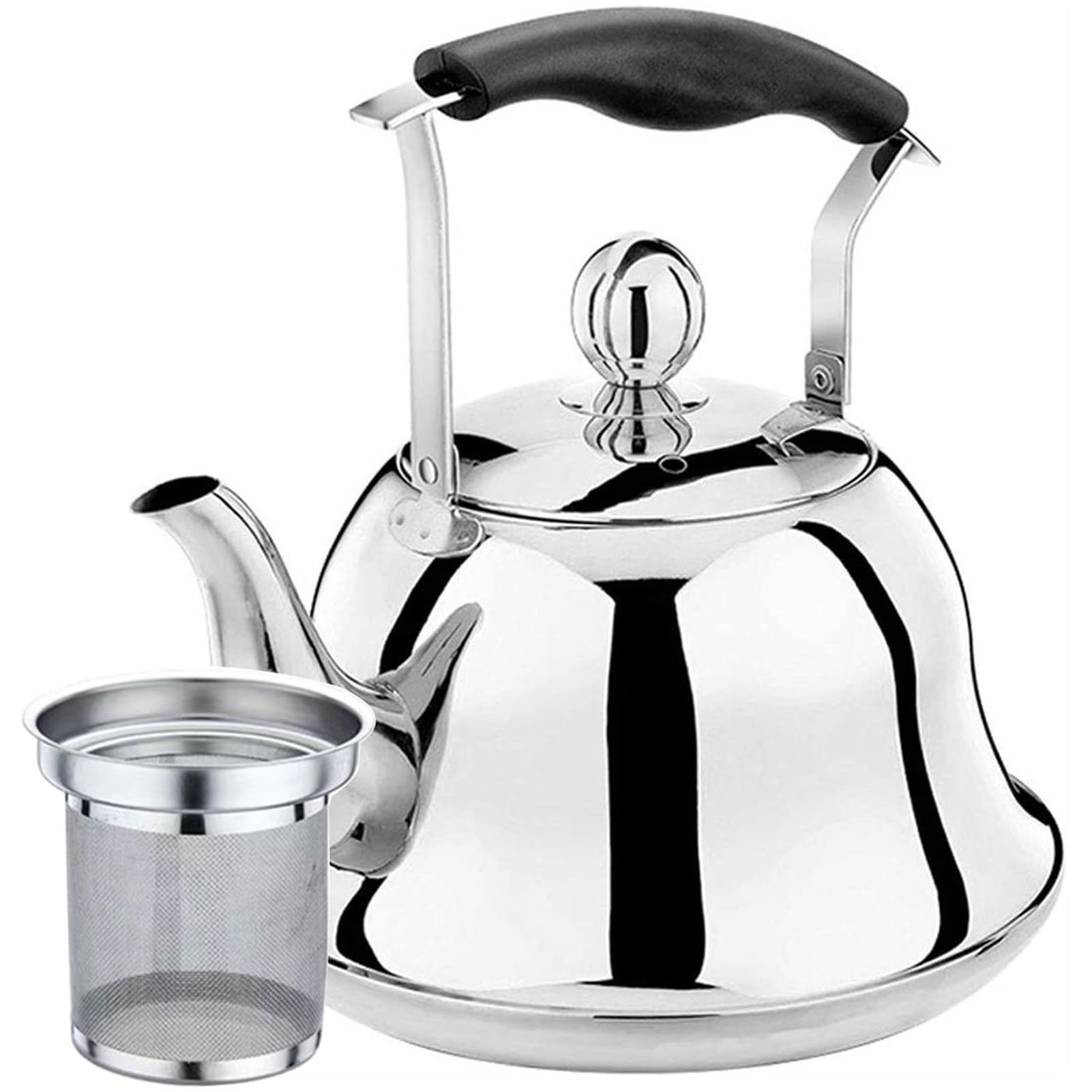 Hervidor de Agua de Acero Inoxidable Apto para Uso alimentario, para Estufa, con infusor, con Silbato Potente, Ideal para té, café y Leche (1,5 L).
