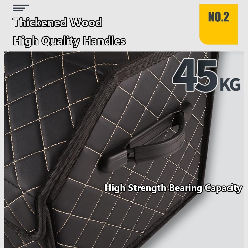 Organizador Maletero Coche para Chrysler Grand Cherokee PHEV 2018-2023, Coche Cuero PU Almacenamiento Bolsa Impermeable Plegable Organizador Portátil,B-Black-75 * 32 * 30cm