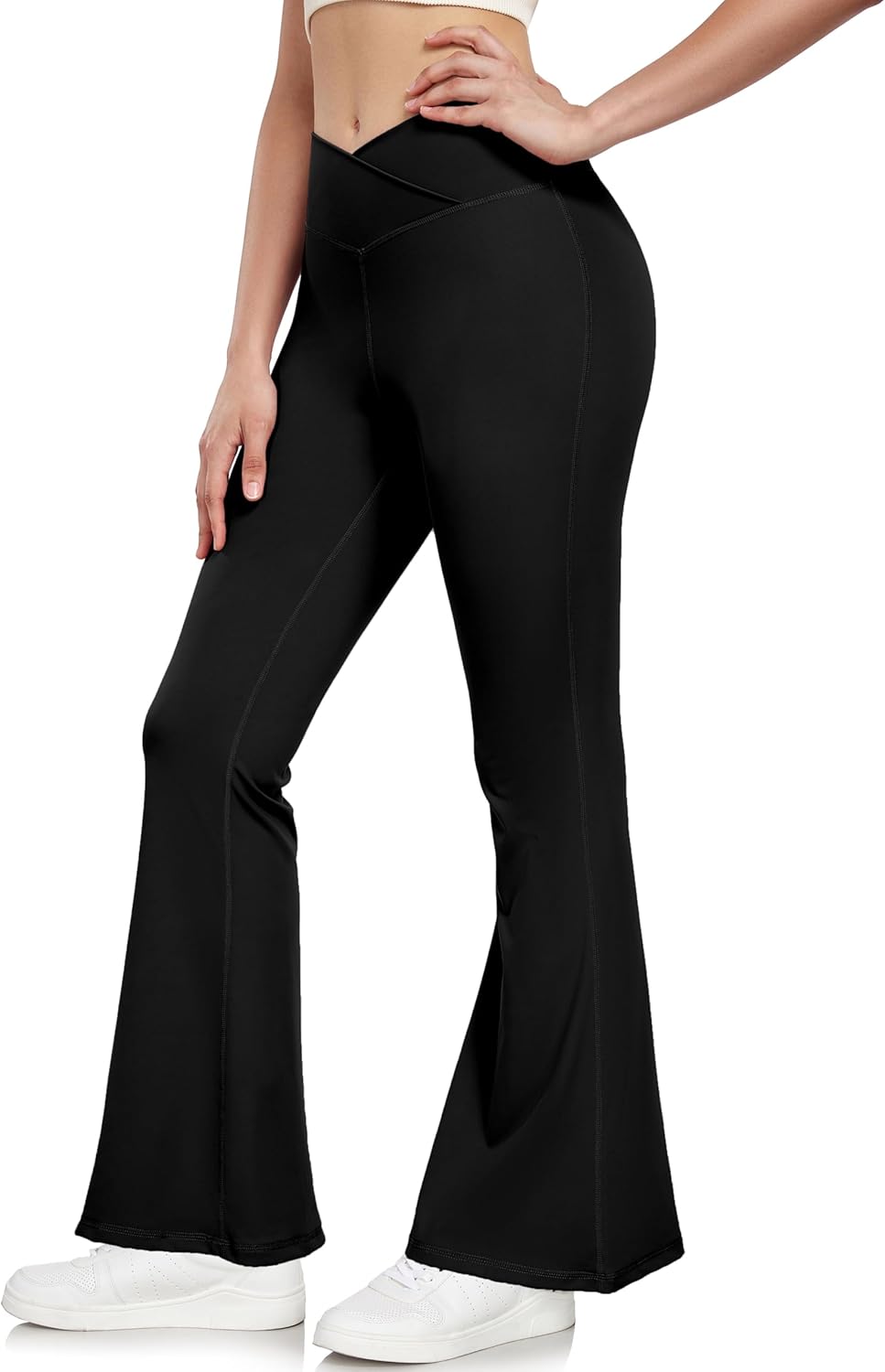 Little Donkey Andy Women's Flare Leggings Cross High-Waisted Yoga Pants Athletic Casual Length Pants