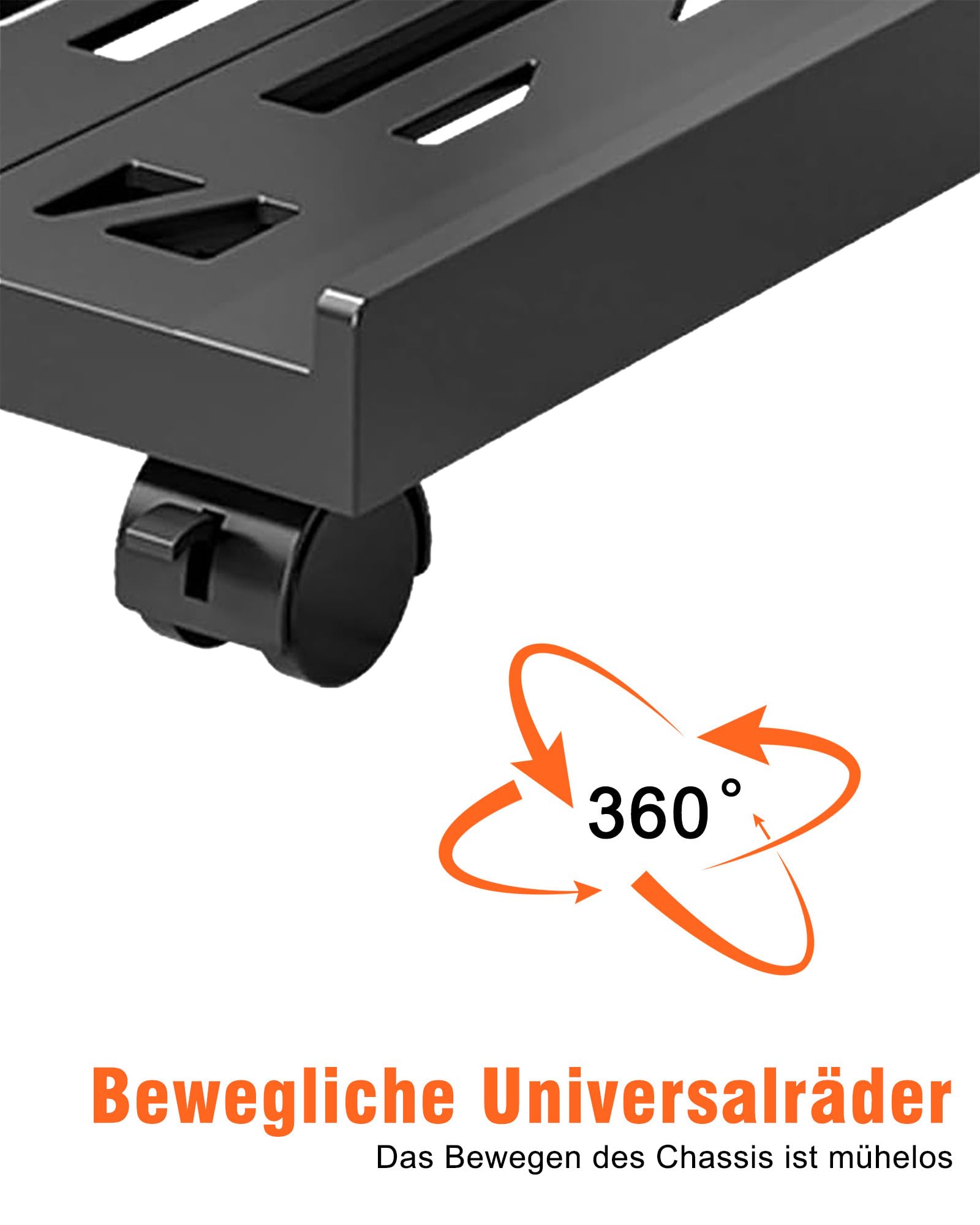 Supporto per PC con ruote: supporto universale regolabile per CPU, carrello sotto scrivania per PC tower, desktop, stampante (nero)