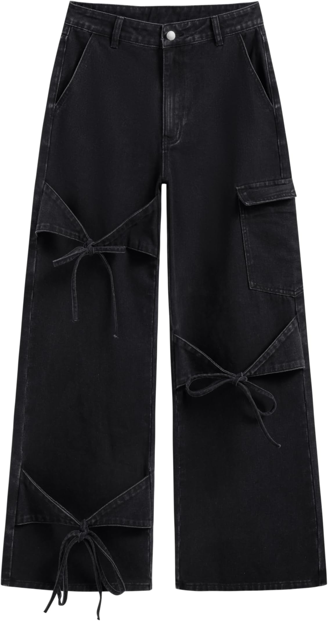 Baggy Jeans for Women Low Waisted Wide Straight Leg Bow Jeans Denim Pants