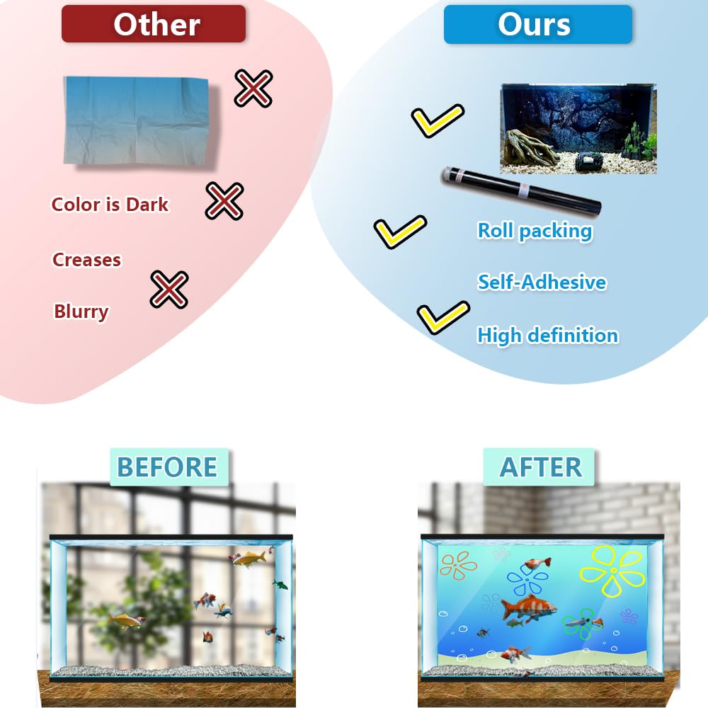 Adesivo per sfondo acquario, isola tropicale, autoadesivo, per terrario e rettili, poster decorativo (80 x 40 cm)