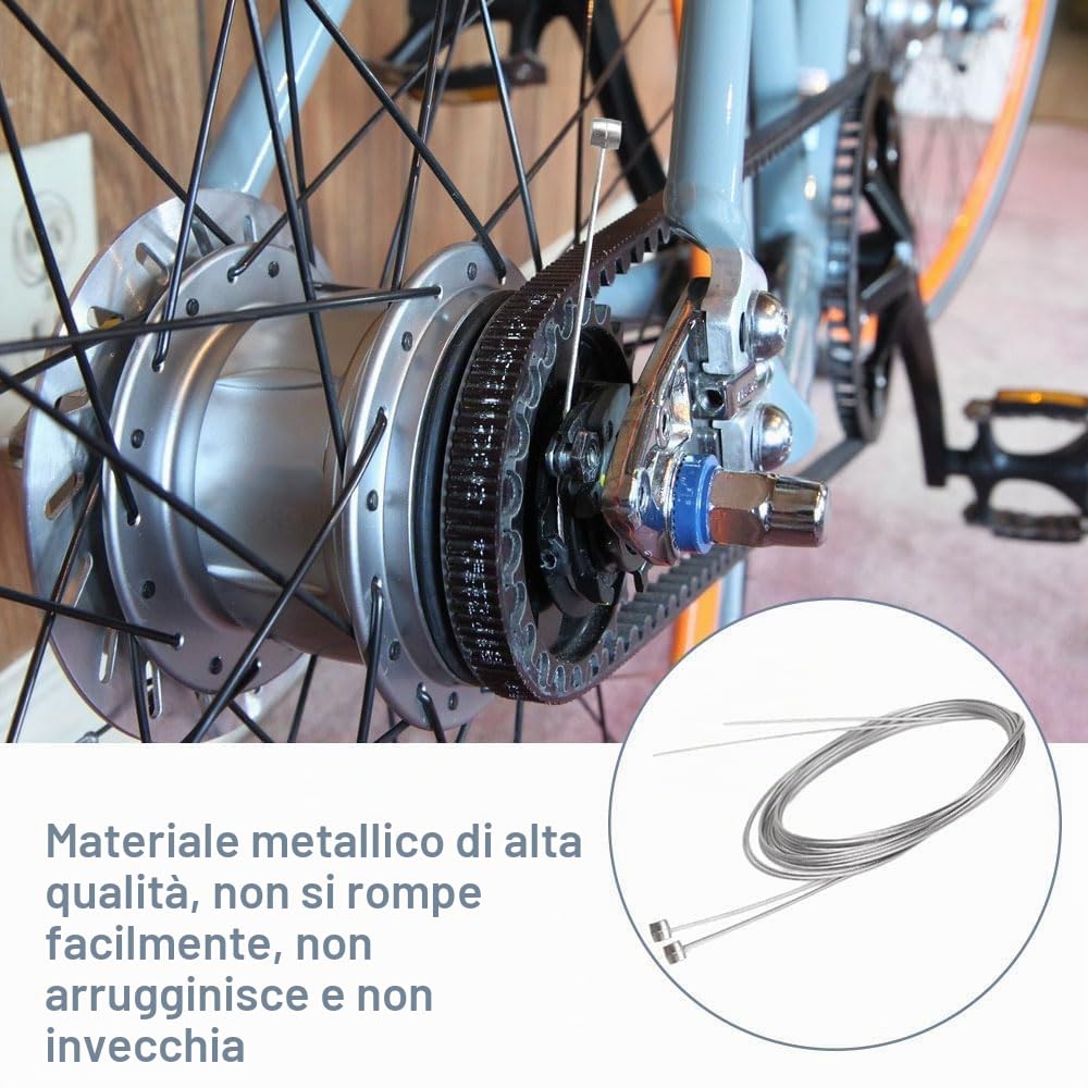 20 Pezzi Cavi Freno Bici Cavi Cambio, 10 Pz Filo Freno Bicicletta da 1,75 m, 10 Pz Cavo del Cambio da 2 m, Cavo del Freno Della Bicicletta di Ricambio, per Mountain Bike, City Bike