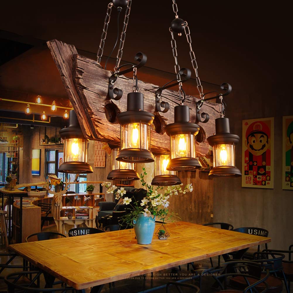 E27 Vintage Pendelleuchte Aus Holz & Metall – Industrieller Loft-Look Für Wohnzimmer, Küche Oder Bar