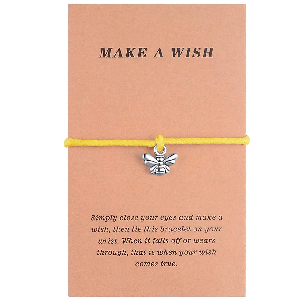 YJTBee Wish Bracelet Bee String Bracelet Bee Lovers Jewelry for Women Mom Handmade Jewelry Adjustable