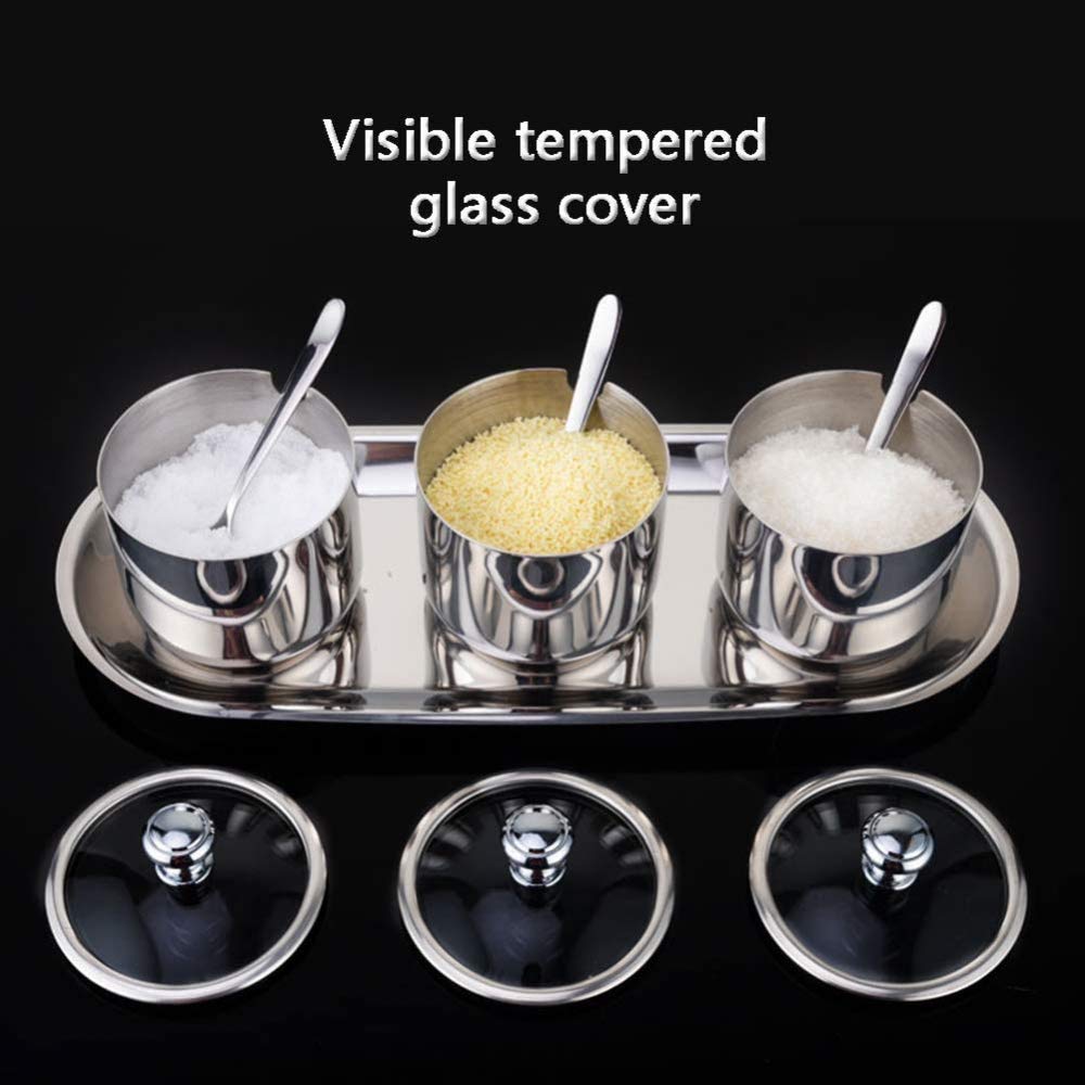Barattoli per condimenti, Set di 3 contenitori for condimenti in Acciaio Inossidabile con(3 Jars)
