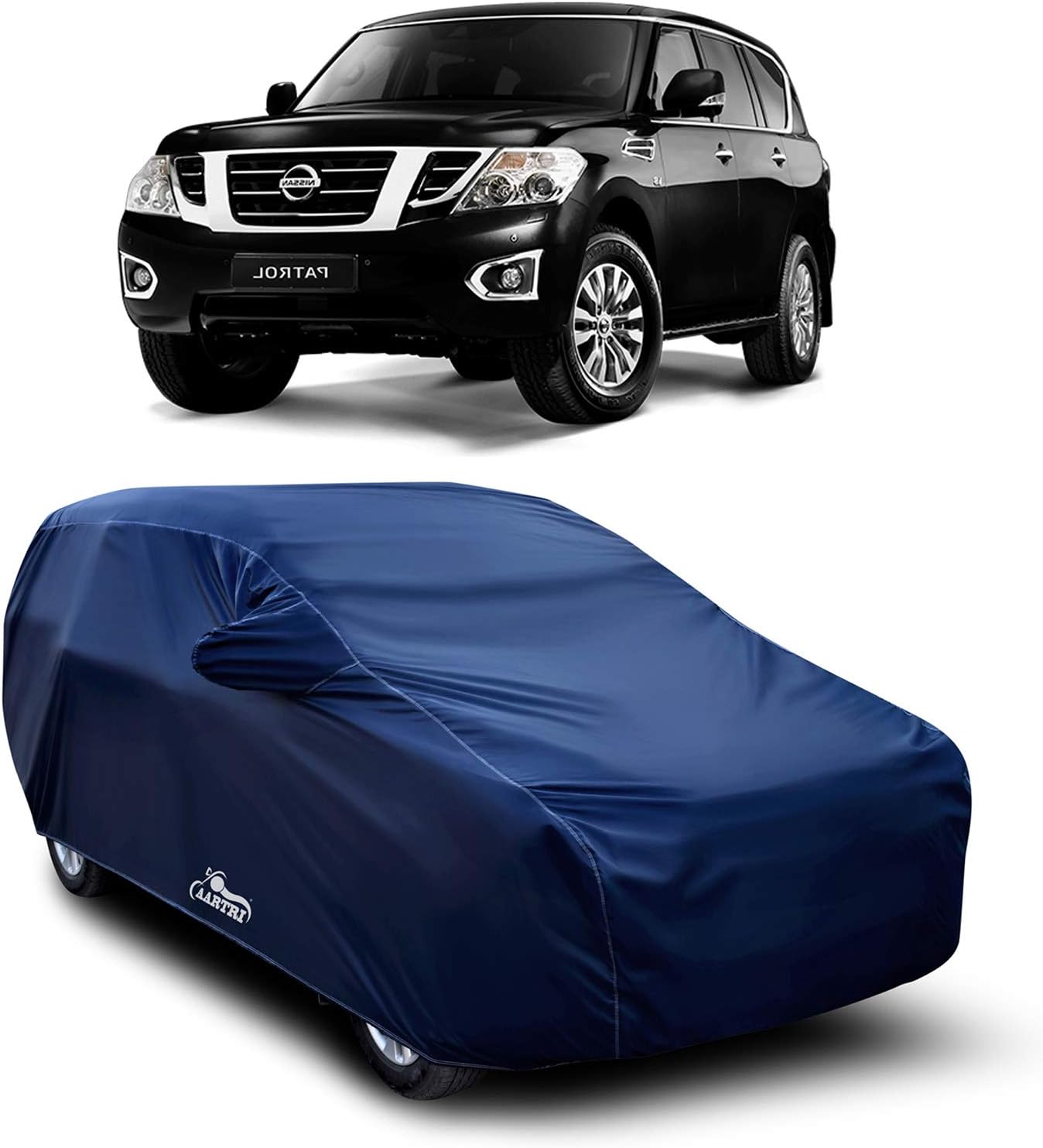 Aaradhya Enterprises Water Resistant Car Body Cover Compatible with Nissan Patrol (Navy Blue with Mirror)