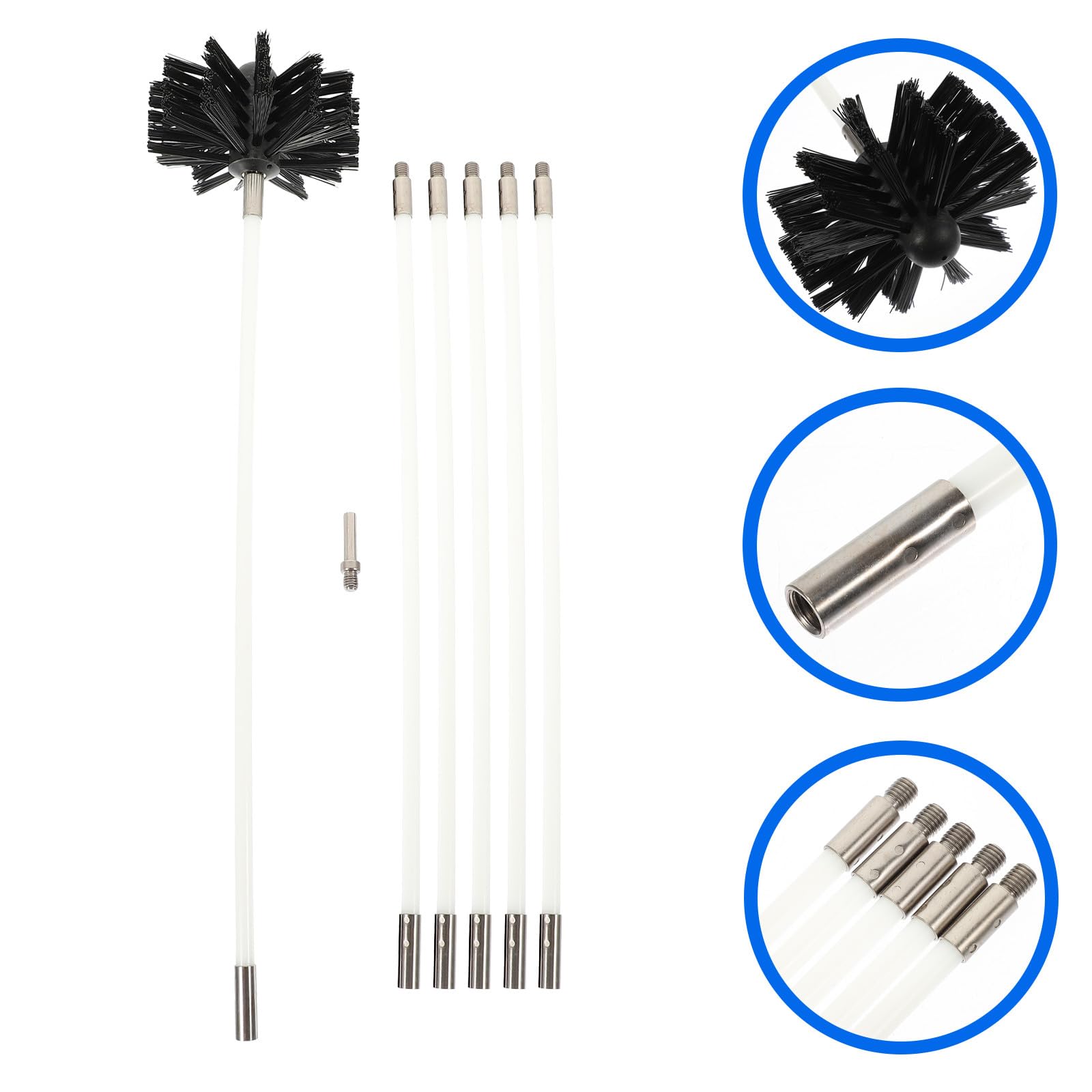 Scovolo Spazzacamino in Nylon Nero Leggero Facile Installazione per Pulizia Canna Fumaria e Ventilazione Stufa per Manutenzione Domestica