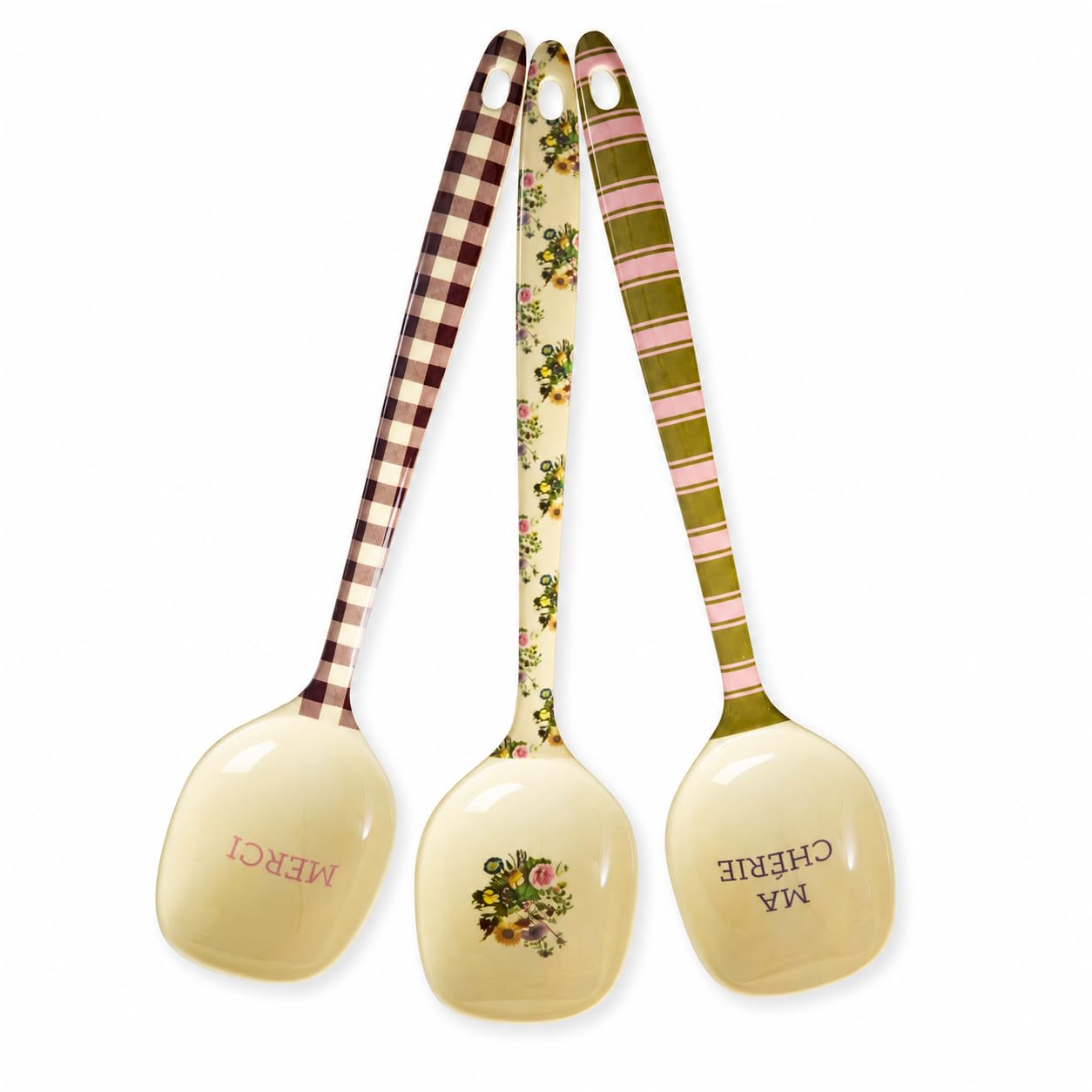 RICE Kochlöffel 3er Set aus Melamin, ca. 30 x 6,5 cm, BPA-frei, spülmaschinengeeignet, robust & leicht, ideal für Salat, Pasta, Gemüse und kalte Speisen
