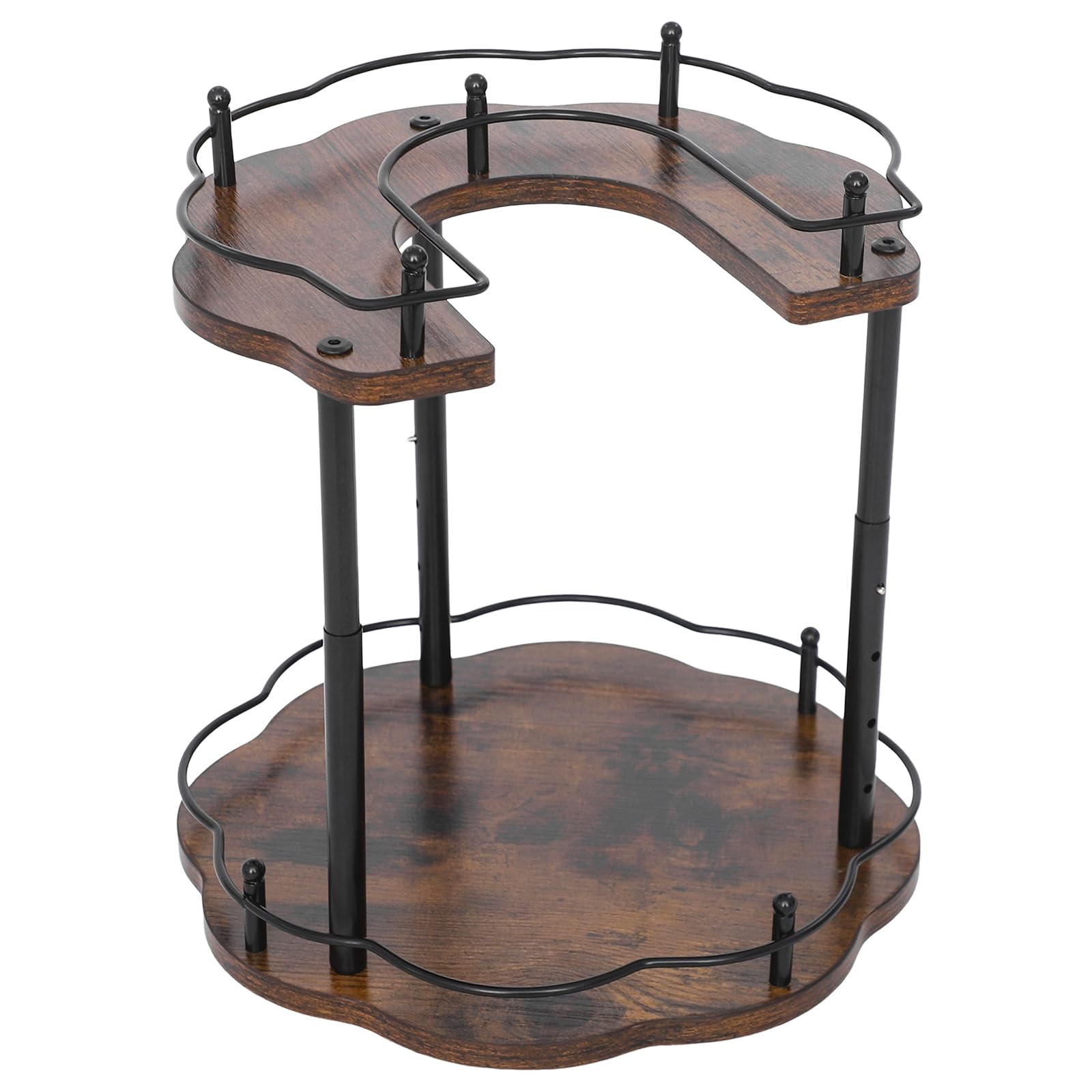 Miiwwowo Dark Brown Spice Rack 2 Tier - 30Cm Kitchen Organizers And Storage Stand Height Adjustable - 360 ° Rotating Spice Racks Revolving Condiment Holder Storage Organiser For Kitchen Cupboard And Countertop
