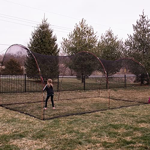 22FT Batting Cage Net for Backyard- Baseball & Softball Practice Net-Backstop Cage for Hitting, Pitching with Bonus Strike Zone-Heavy Duty Frame Netting