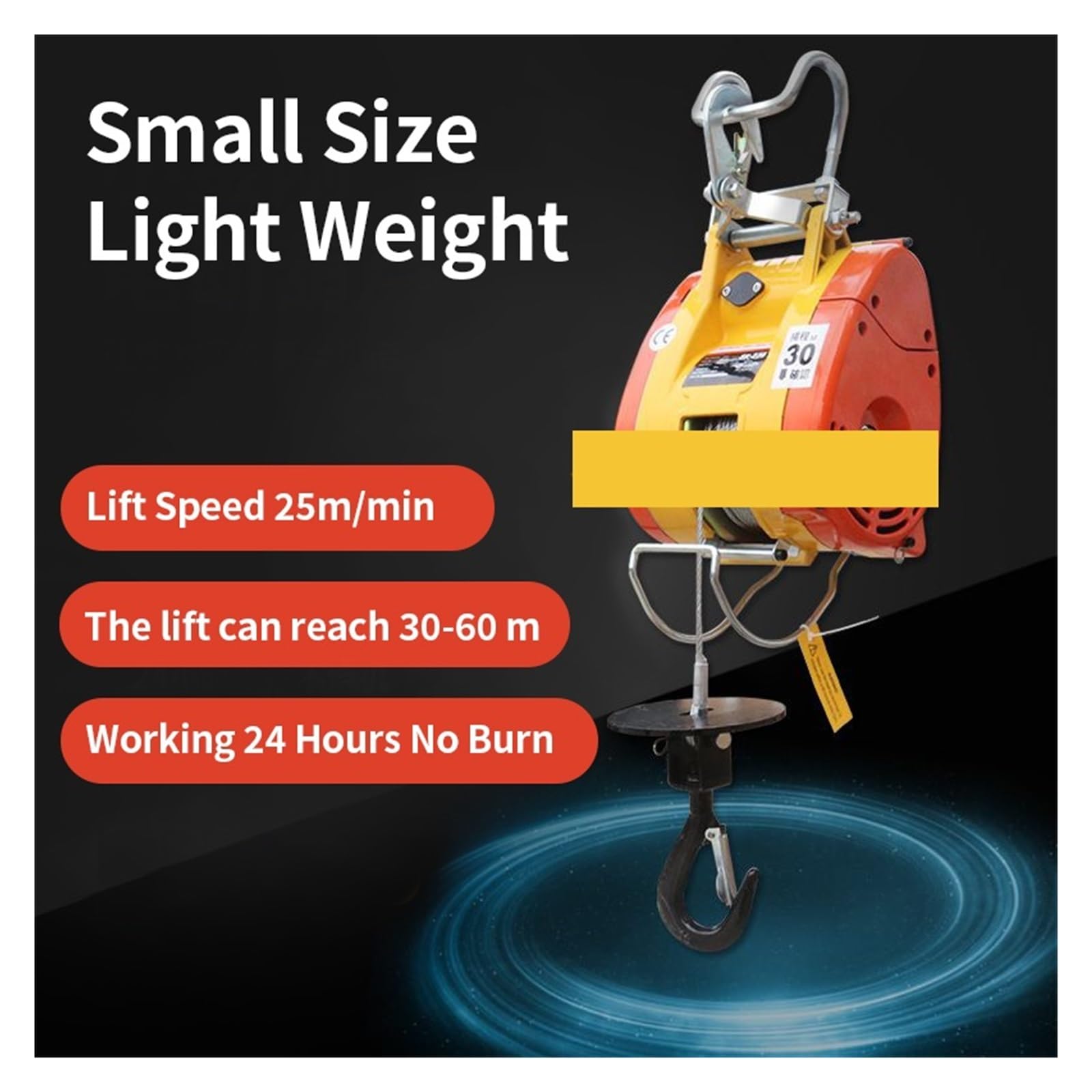 Wciągarka elektryczna Wciągnik elektryczny 500KG, wciągarka elektryczna, suwnica sufitowa garażu z drutem stalowym do podnoszenia dla Crane'a (Color : Upgrade, Size : 1)