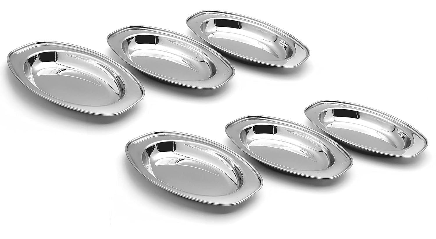 TGS Stainless Steel Serving Plate Set of 6 - Oval, Subzi, Rice, Dahi, Chat-image-22