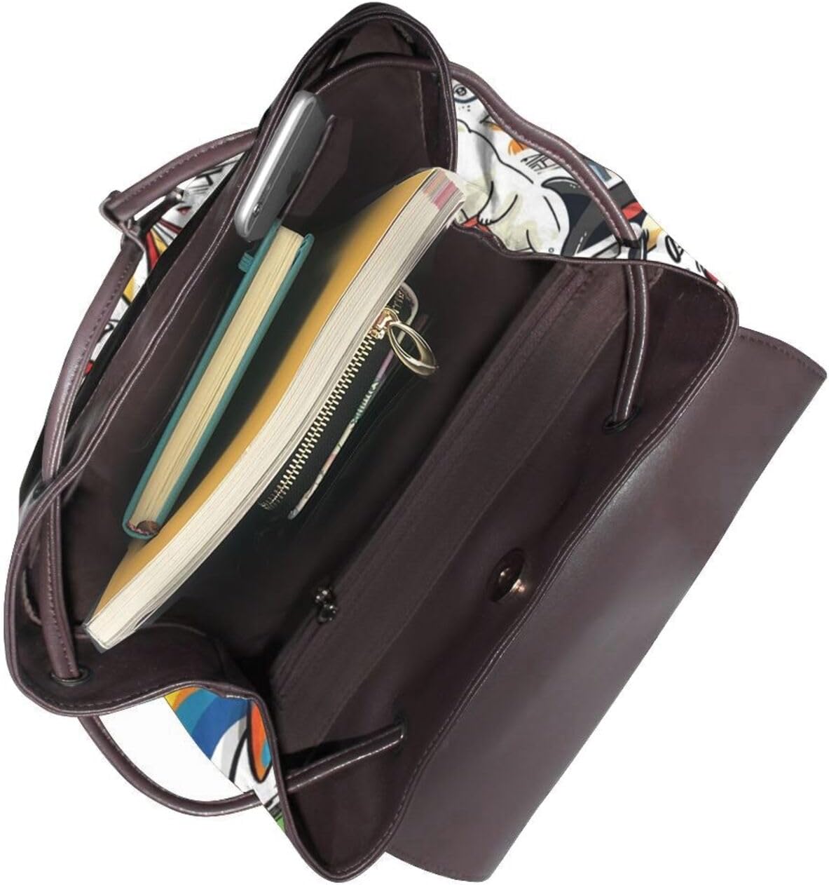 本革 リュック メンズ レディース サーカステーマイラスト カーニバルカートゥーン要素 かわいい動物キャラクター レトロ遊園地スタイ