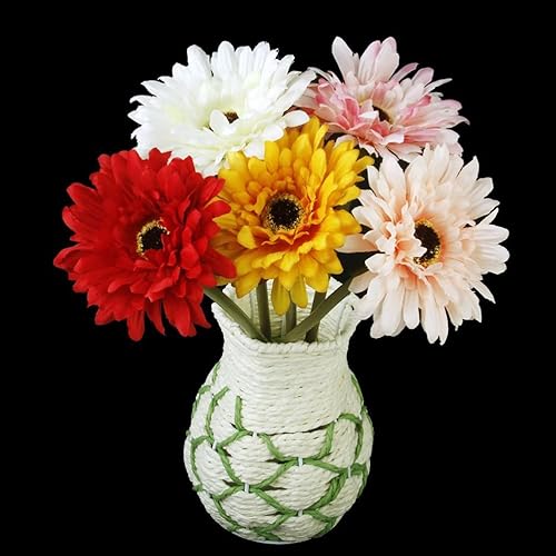Miniatura 6 de VICASKY 5 piezas de plantas a granel, flores de imitación blancas, decoración de flores, plantas decorativas, flor sintética, gerbera, margarita,