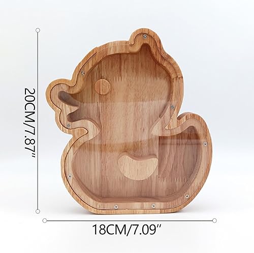 Miniatura 2 de Alcancía de pato para niños y niñas, banco de monedas de madera de animales en 3D, caja de ahorro de dinero transparente irrompible para niños,
