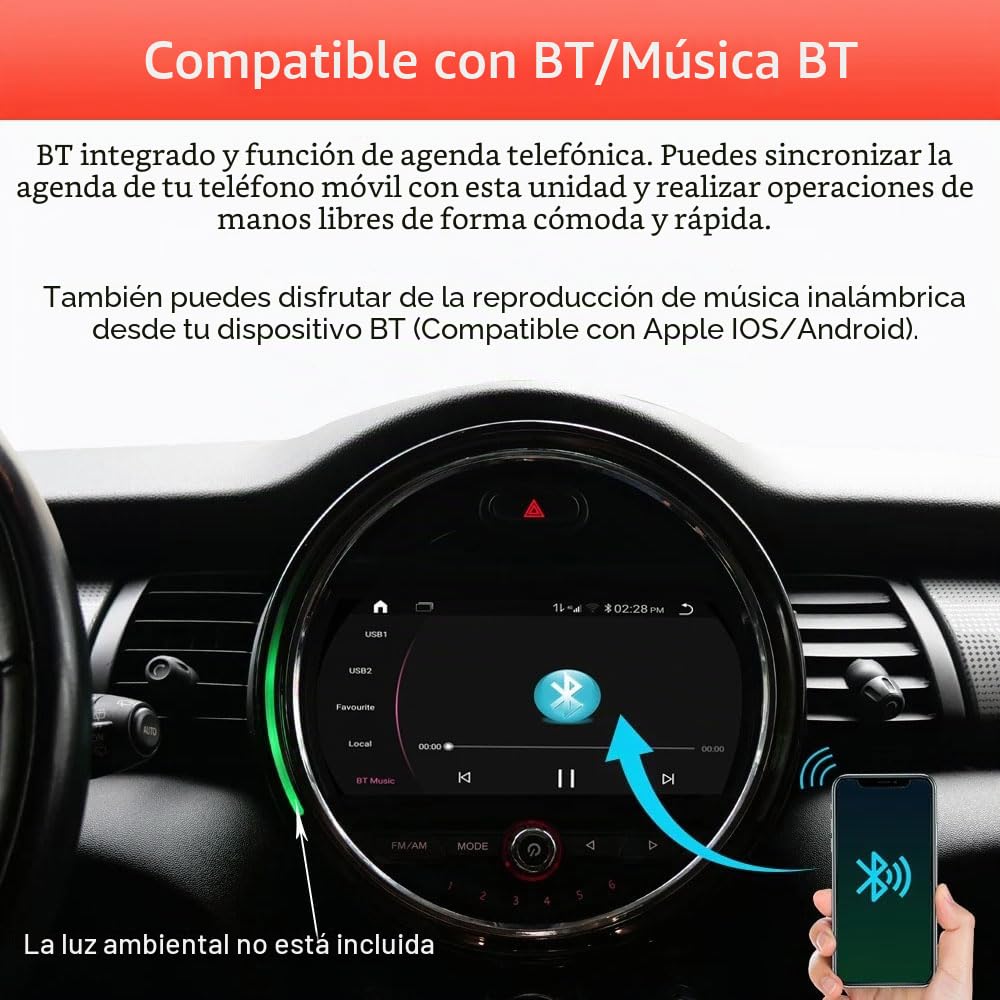 Reproductor de coche, GPS, navegación, Carplay/Android para BMW Mini R56 F55 F56 F57 John Cooper Works, One First, One D, Cooper SD (con cámara de luz), Radio HD de 9 pulgadas