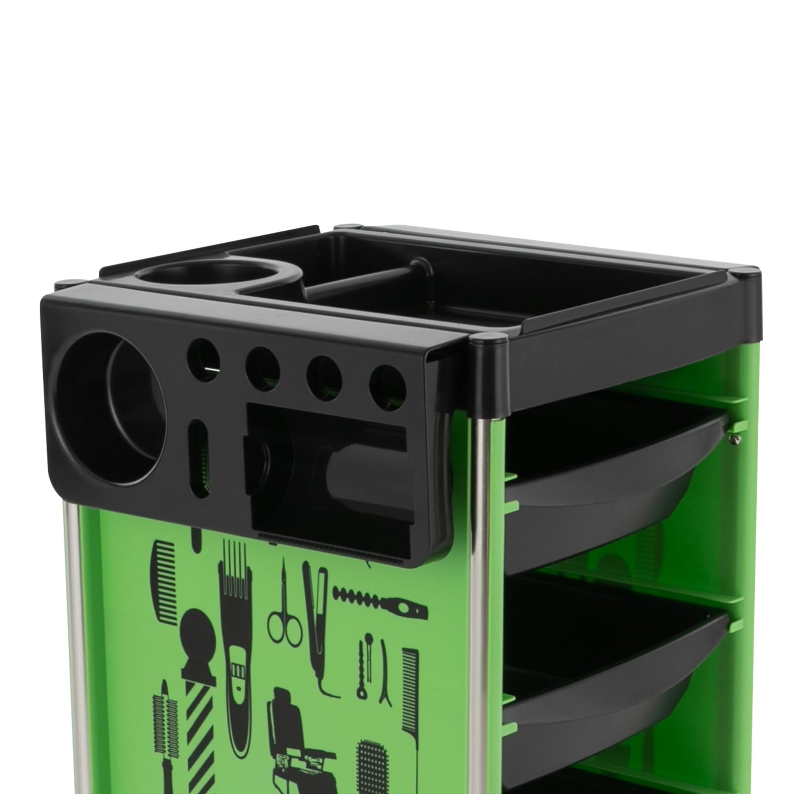 Carrello da parrucchiere con 4 cassetti e ruote, per salone, carrello da lavoro, trolley da parrucchiere (verde)