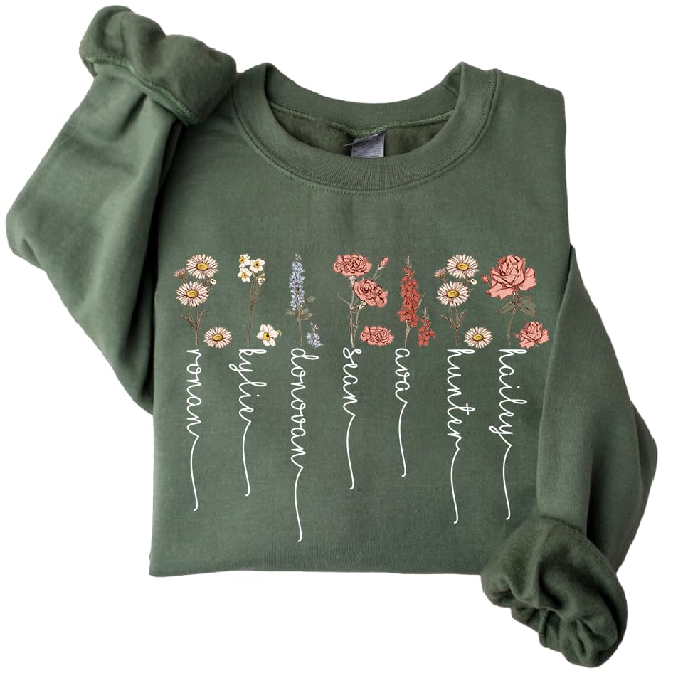 NAZENTI - Custom Grandma Mom Gardens Birth Month Flower Sweatshirt For Women, Mama Gifts For Birthday Mothers Day Christmas
